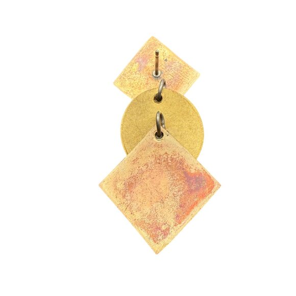 Artisan Abstract Geometric Mixed Metal Earrings With Post Back - Picture 3 of 5